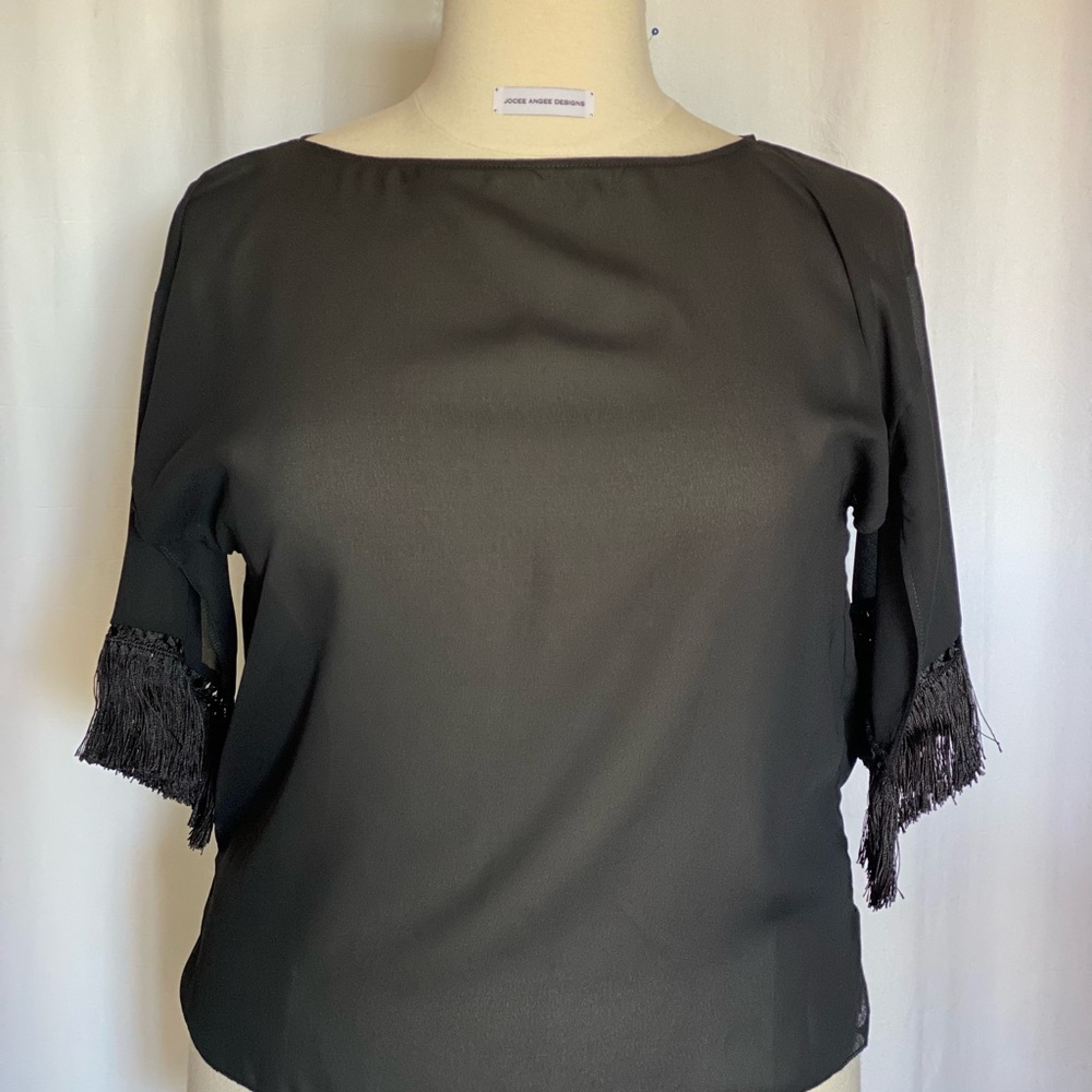 Fringe Cape Sleeve Blouse